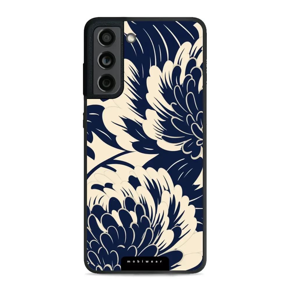 Lesklý kryt Mobiwear Glossy - Samsung Galaxy S21 FE - GA40G Modré a béžové květy