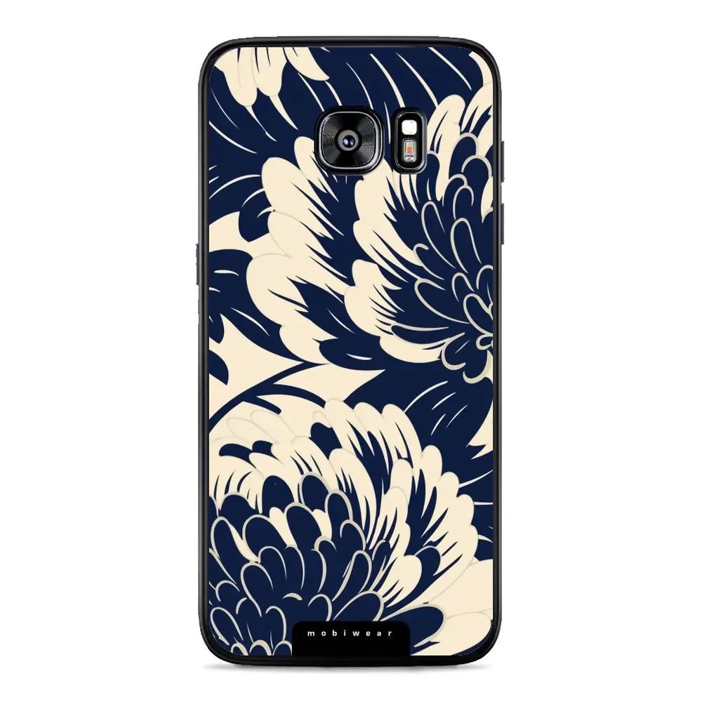 Lesklý kryt Mobiwear Glossy - Samsung Galaxy S7 Edge - GA40G Modré a béžové květy