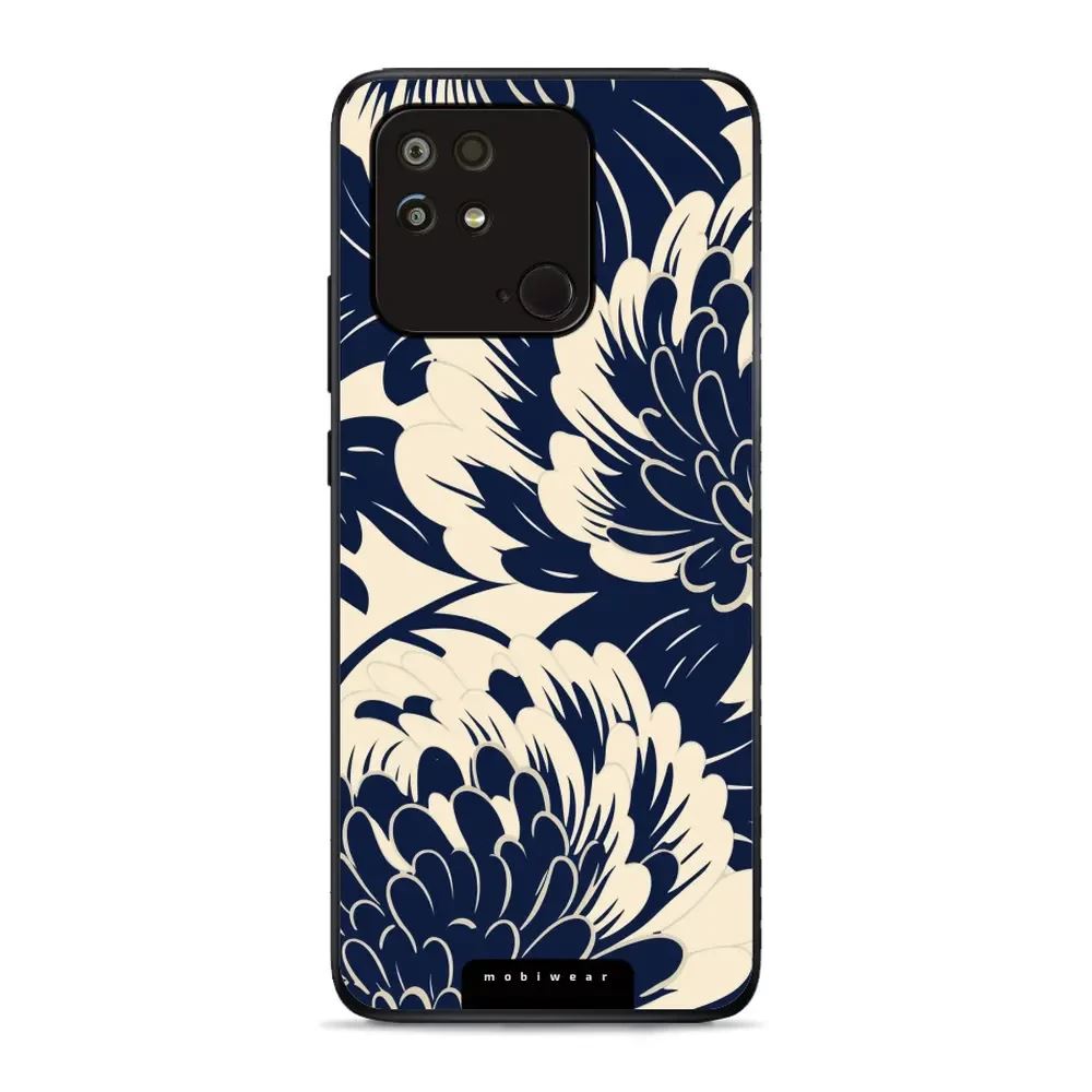Lesklý kryt Mobiwear Glossy - Xiaomi Redmi 10C - GA40G Modré a béžové květy