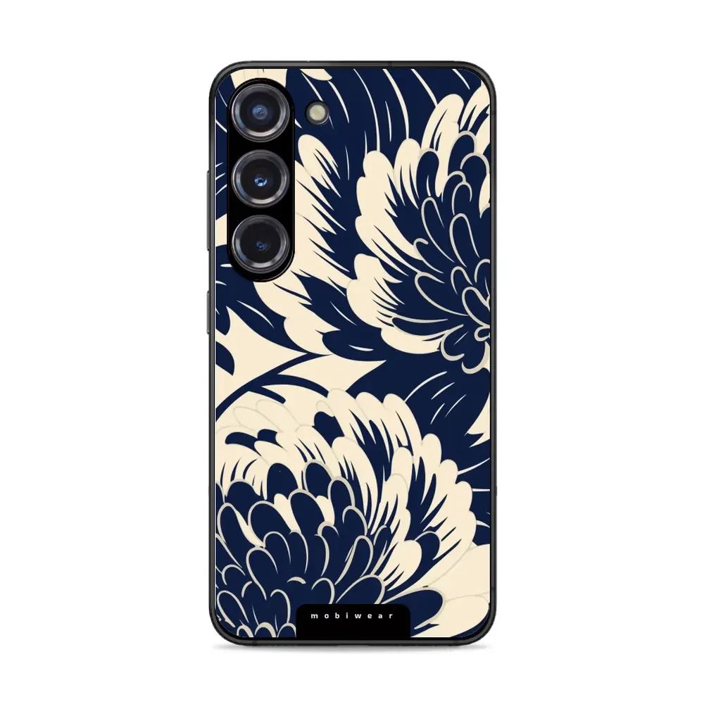 Lesklý kryt Mobiwear Glossy - Samsung Galaxy S23 - GA40G Modré a béžové květy