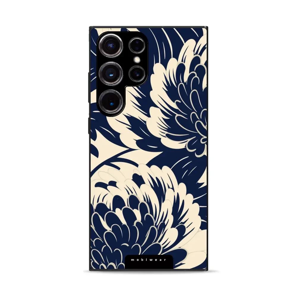 Lesklý kryt Mobiwear Glossy - Samsung Galaxy S23 Ultra - GA40G Modré a béžové květy