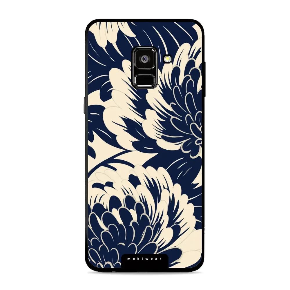 Lesklý kryt Mobiwear Glossy - Samsung Galaxy A8 2018 - GA40G Modré a béžové květy