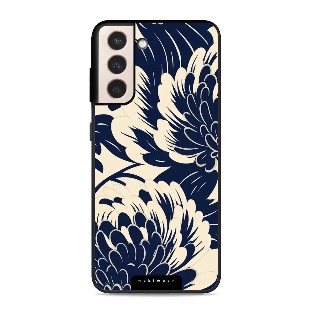 Lesklý kryt Mobiwear Glossy - Samsung Galaxy S21 Plus - GA40G Modré a béžové květy