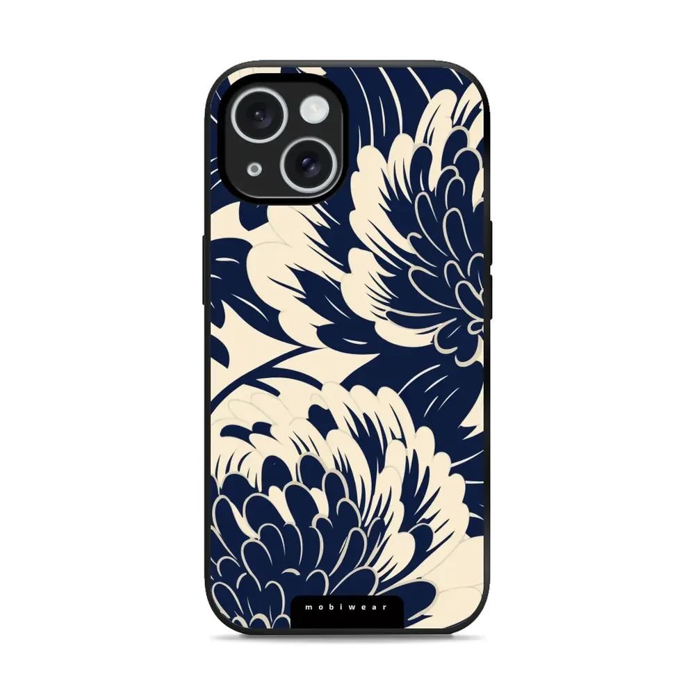Lesklý kryt Mobiwear Glossy - Apple iPhone 15 - GA40G Modré a béžové květy