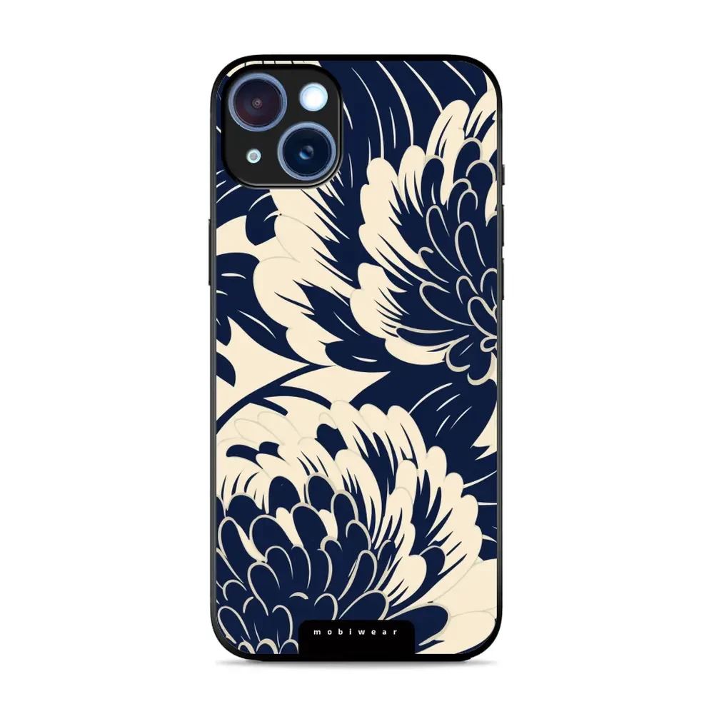 Lesklý kryt Mobiwear Glossy - Apple iPhone 15 Plus - GA40G Modré a béžové květy