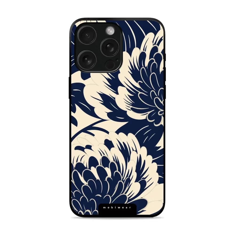 Lesklý kryt Mobiwear Glossy - Apple iPhone 15 Pro Max - GA40G Modré a béžové květy