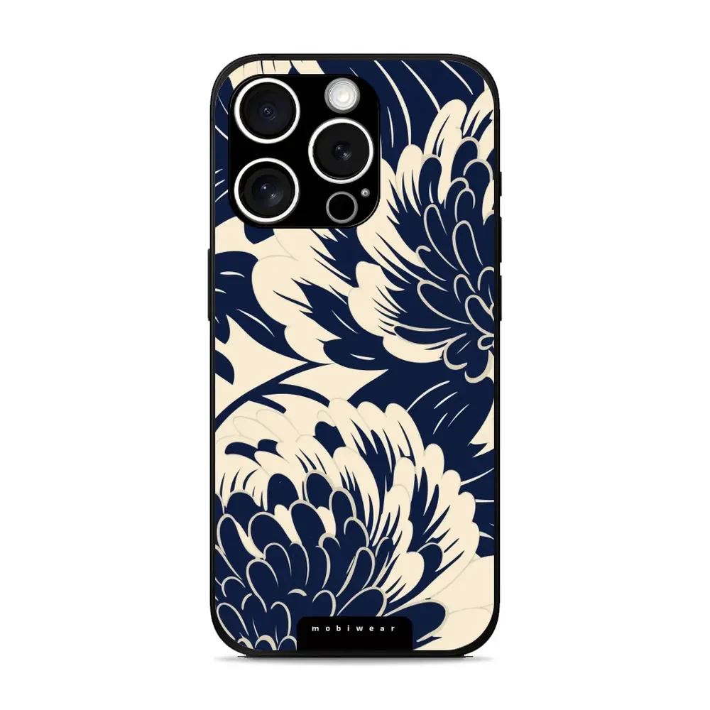 Lesklý kryt Mobiwear Glossy - Apple iPhone 15 Pro - GA40G Modré a béžové květy