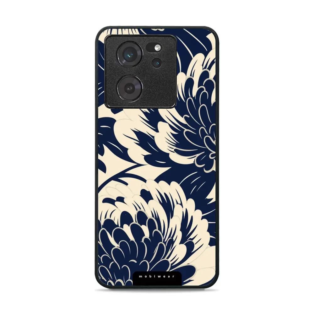 Lesklý kryt Mobiwear Glossy - Xiaomi 13T / 13T Pro - GA40G Modré a béžové květy