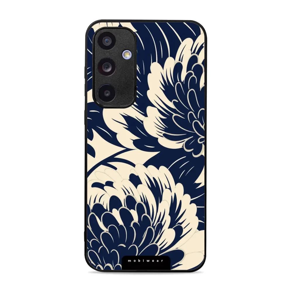 Lesklý kryt Mobiwear Glossy - Samsung Galaxy A55 5G - GA40G Modré a béžové květy - VÝPRODEJ