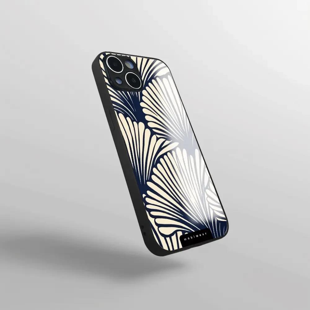 Lesklý kryt Mobiwear Glossy - Apple iPhone 14 Pro Max - GA41G Béžové květy na modré - VÝPRODEJ