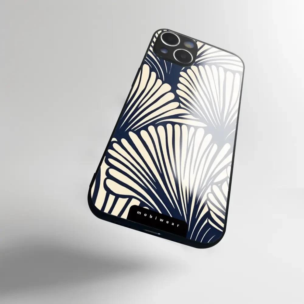 Lesklý kryt Mobiwear Glossy - Apple iPhone 14 Pro Max - GA41G Béžové květy na modré - VÝPRODEJ