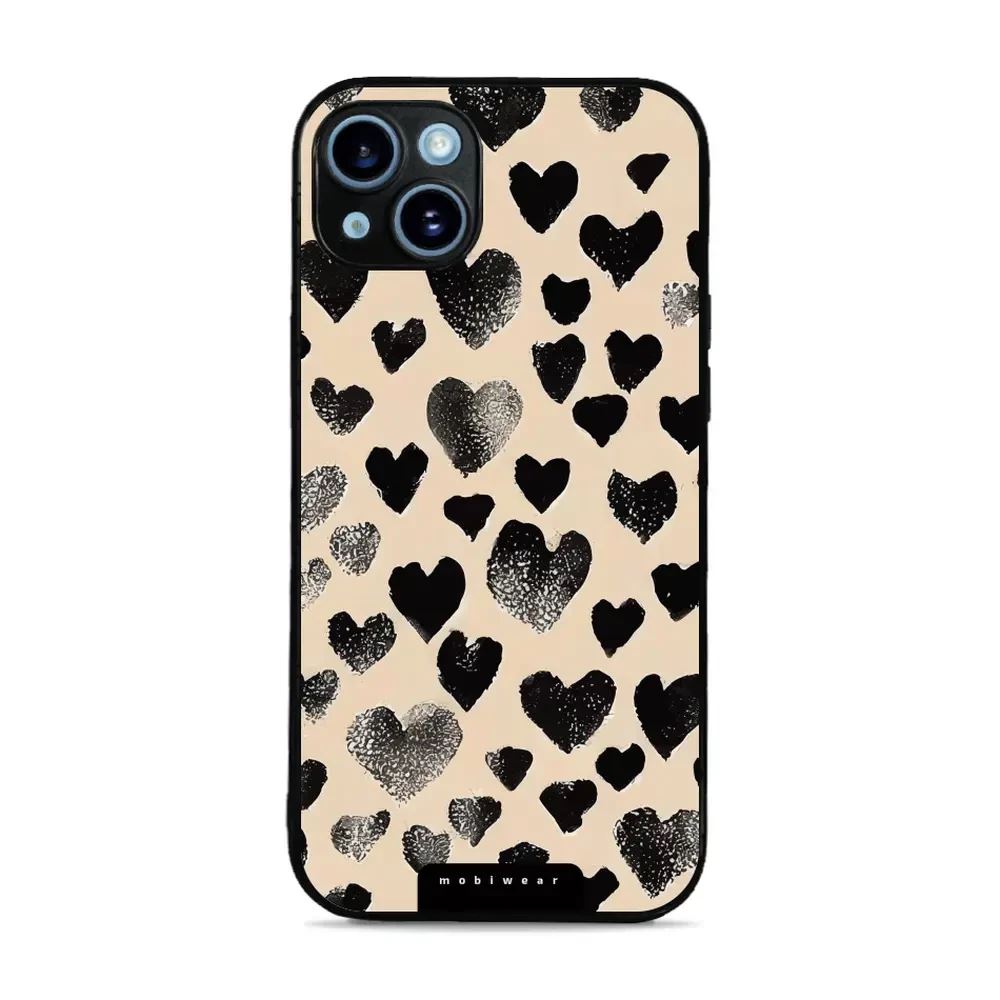 Lesklý kryt Mobiwear Glossy - Apple iPhone 14 Plus - GA51G Černá srdíčka