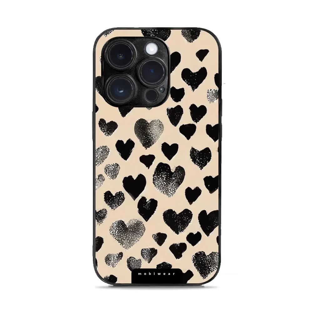 Lesklý kryt Mobiwear Glossy - Apple iPhone 14 Pro - GA51G Černá srdíčka