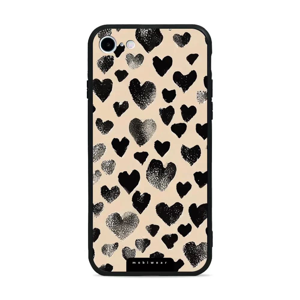 Lesklý kryt Mobiwear Glossy - Apple iPhone 7 / 8 / SE 2020 / SE 2022 - GA51G Černá srdíčka
