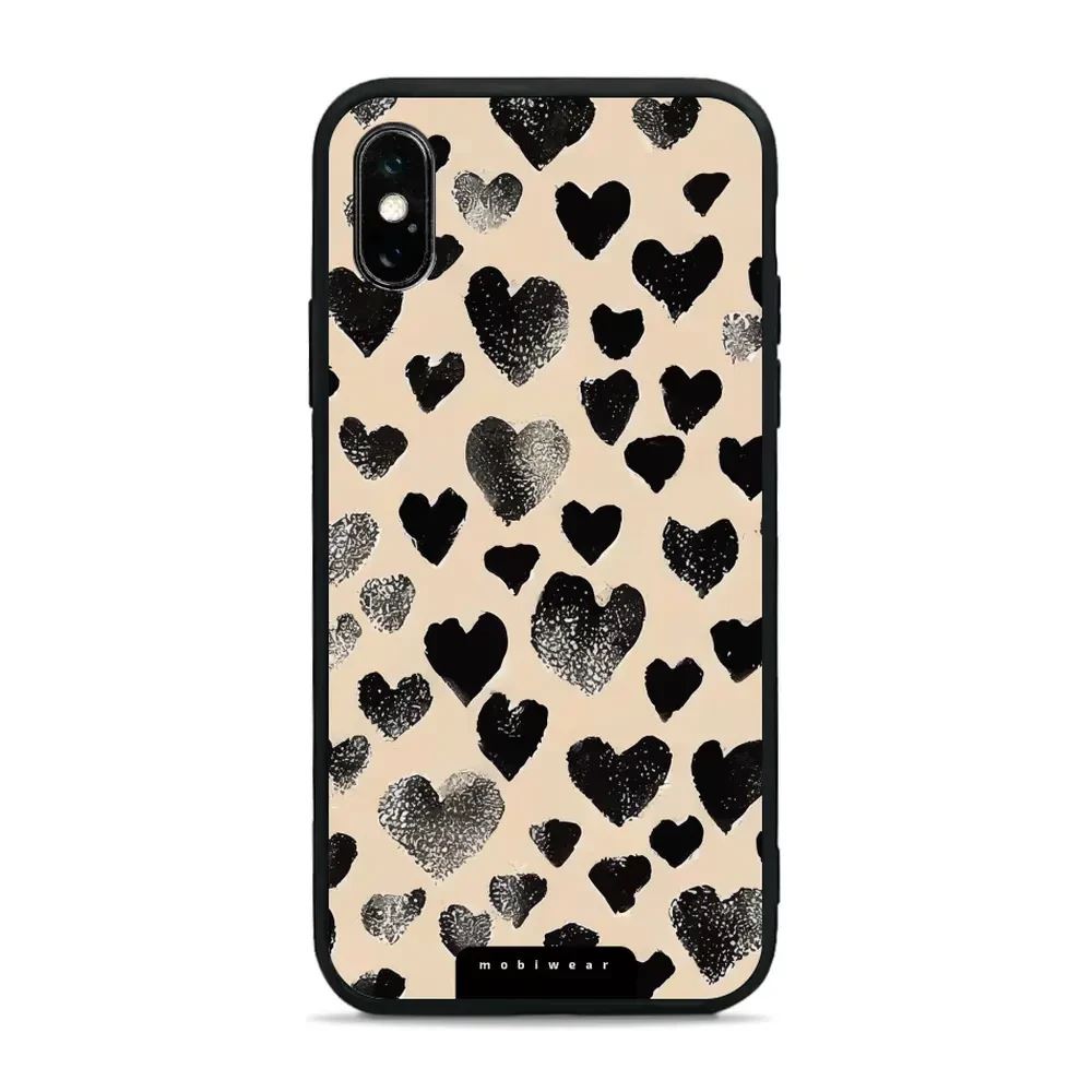 Lesklý kryt Mobiwear Glossy - Apple iPhone X / XS - GA51G Černá srdíčka