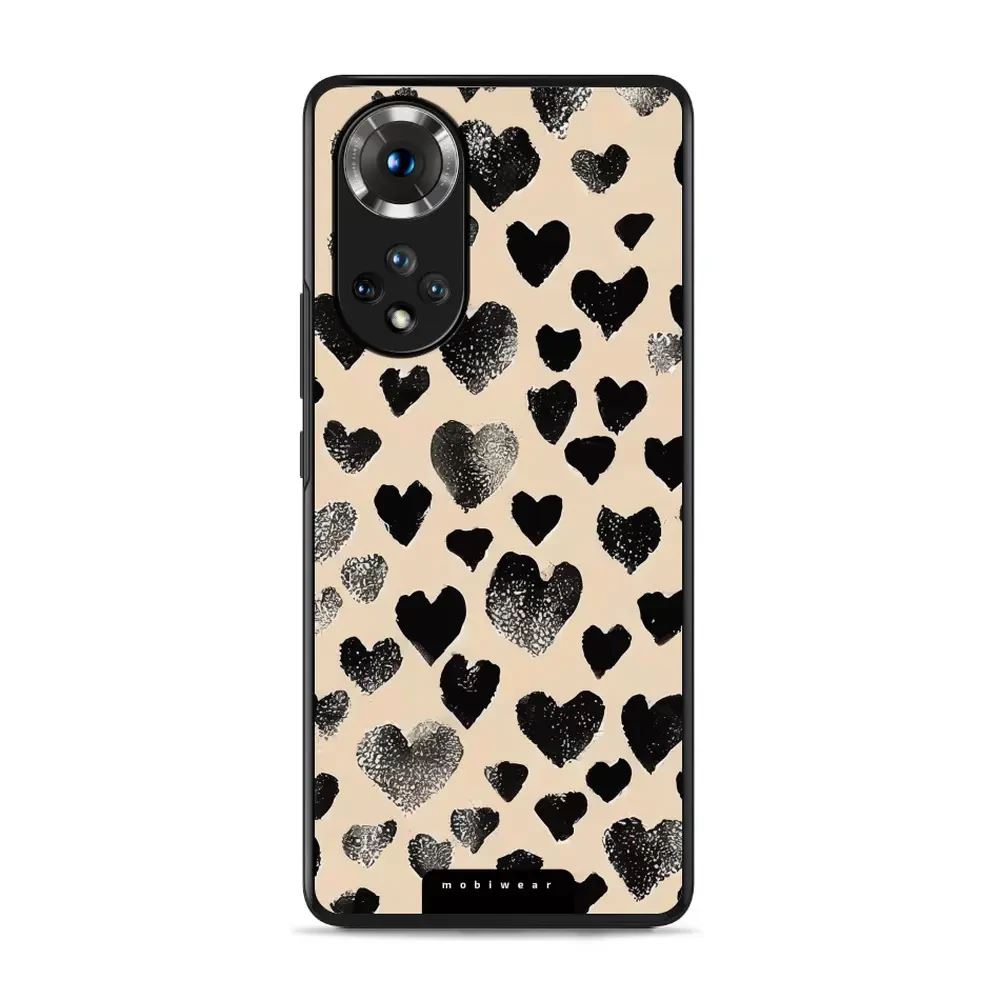 Lesklý kryt Mobiwear Glossy - Honor 50 / Huawei Nova 9 - GA51G Černá srdíčka
