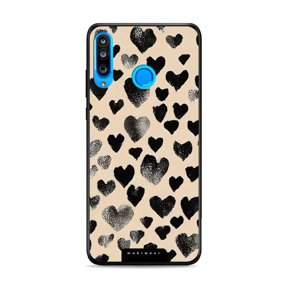 Lesklý kryt Mobiwear Glossy - Huawei P30 Lite - GA51G Černá srdíčka