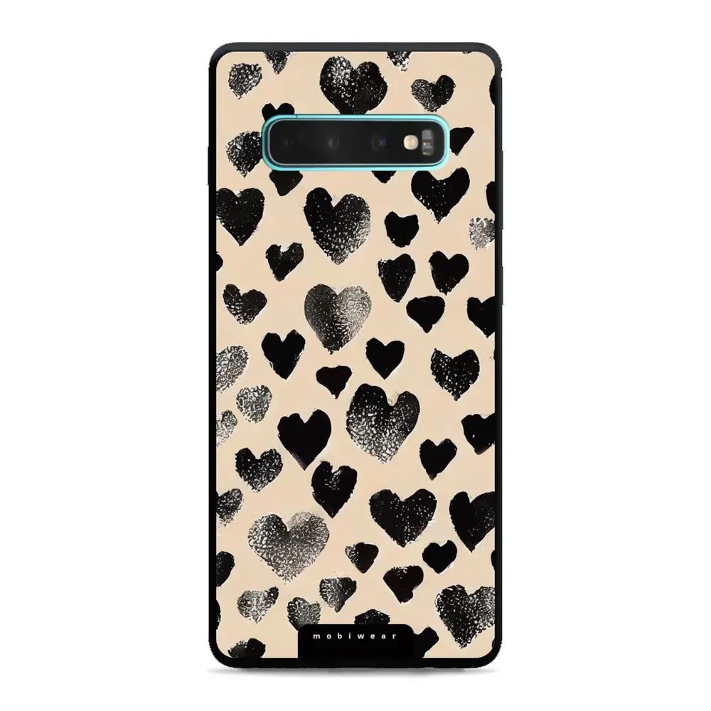 Lesklý kryt Mobiwear Glossy - Samsung Galaxy S10 Plus - GA51G Černá srdíčka