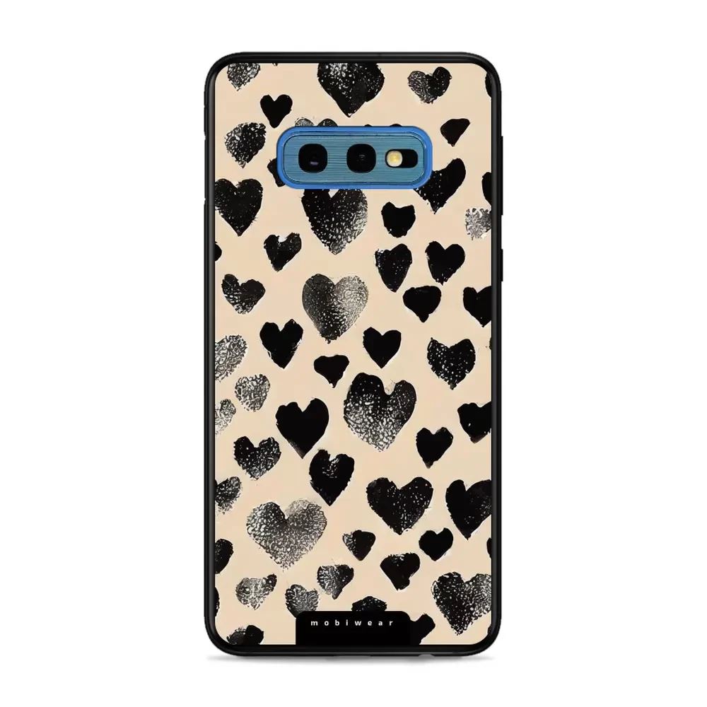 Lesklý kryt Mobiwear Glossy - Samsung Galaxy S10e - GA51G Černá srdíčka