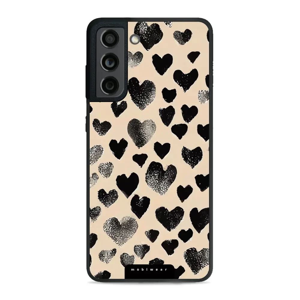 Lesklý kryt Mobiwear Glossy - Samsung Galaxy S21 FE - GA51G Černá srdíčka