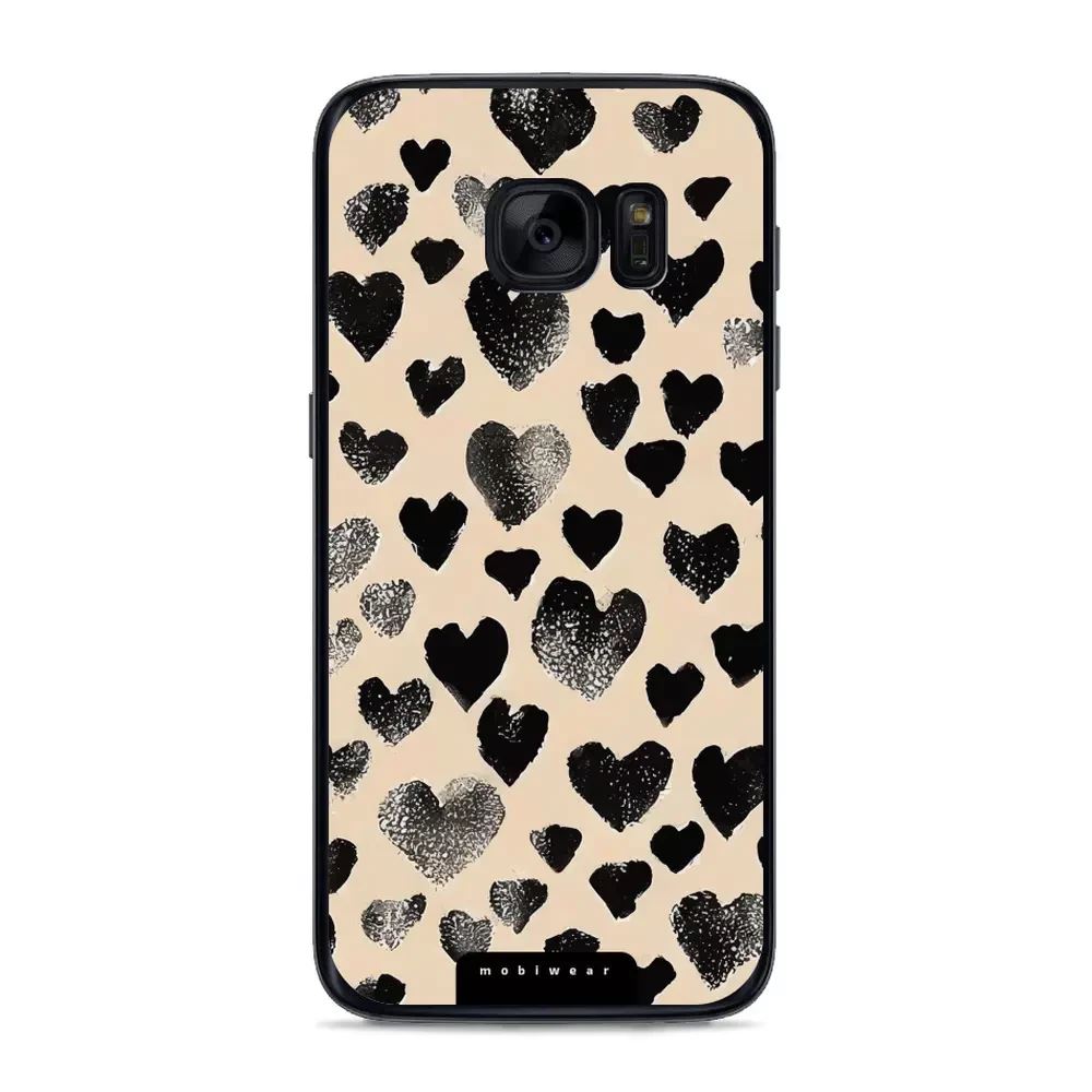 Lesklý kryt Mobiwear Glossy - Samsung Galaxy S7 - GA51G Černá srdíčka