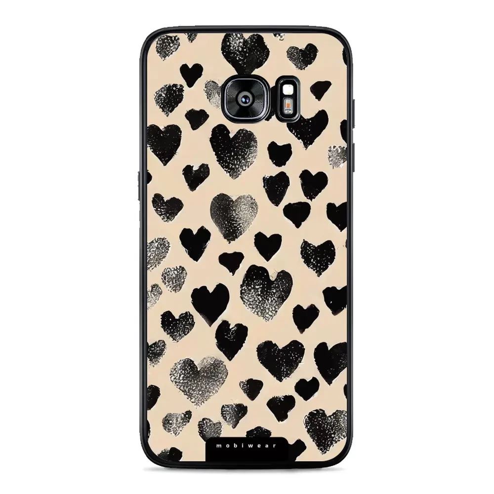 Lesklý kryt Mobiwear Glossy - Samsung Galaxy S7 Edge - GA51G Černá srdíčka