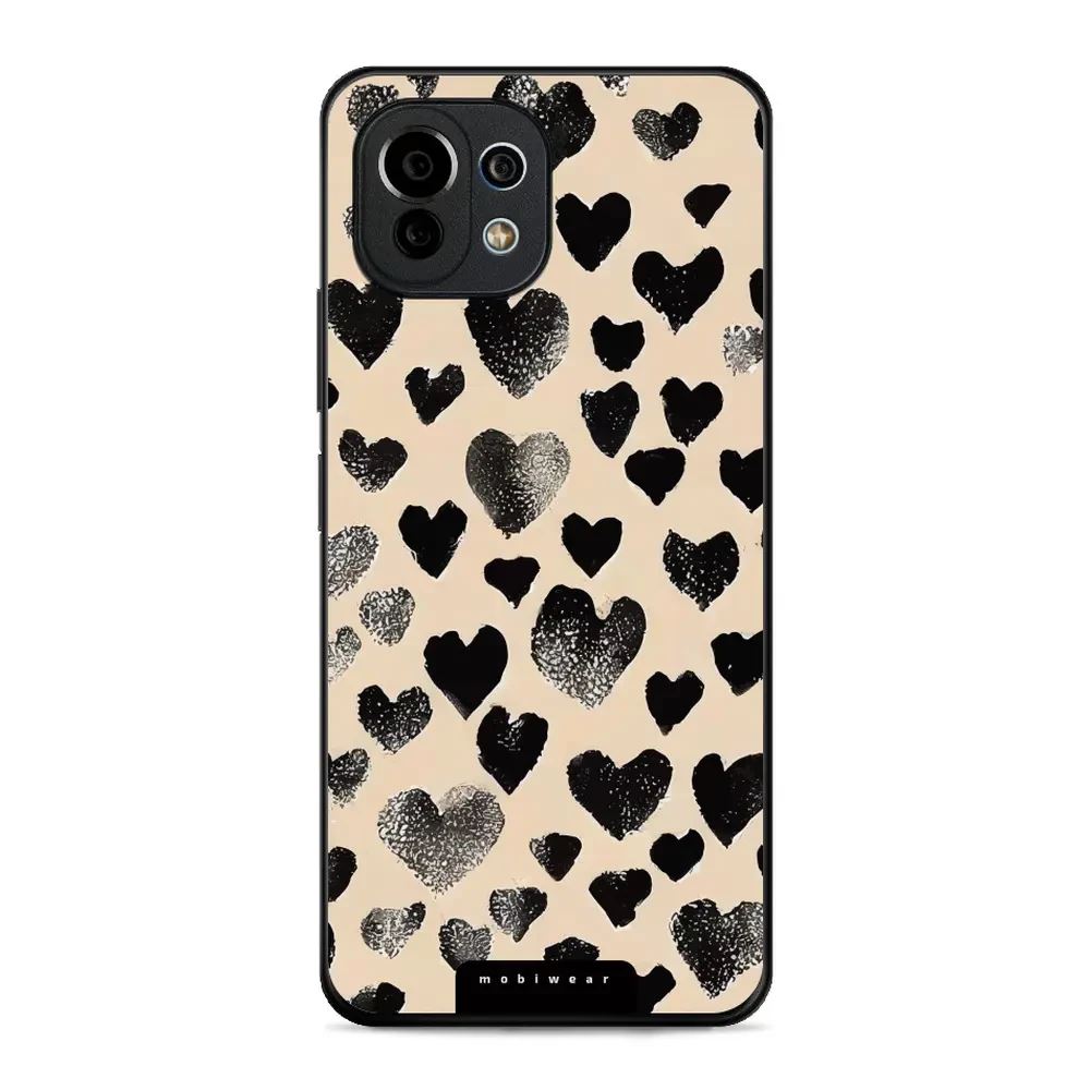 Lesklý kryt Mobiwear Glossy - Xiaomi 11 Lite 5G NE / Xiaomi Mi 11 Lite - GA51G Černá srdíčka