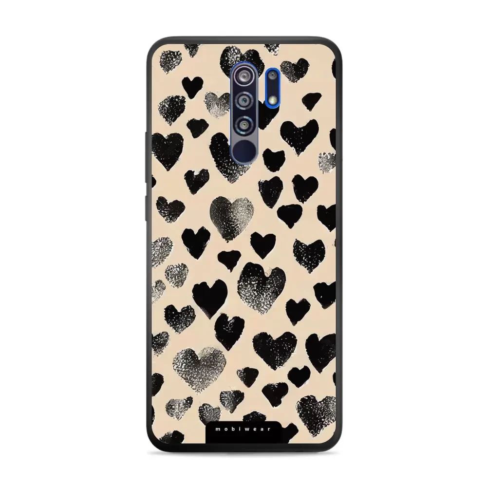 Lesklý kryt Mobiwear Glossy - Xiaomi Redmi 9 - GA51G Černá srdíčka