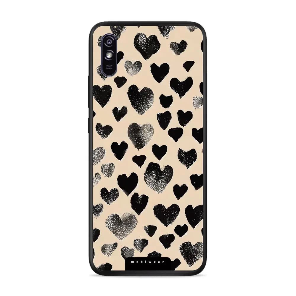 Lesklý kryt Mobiwear Glossy - Xiaomi Redmi 9A / 9AT - GA51G Černá srdíčka