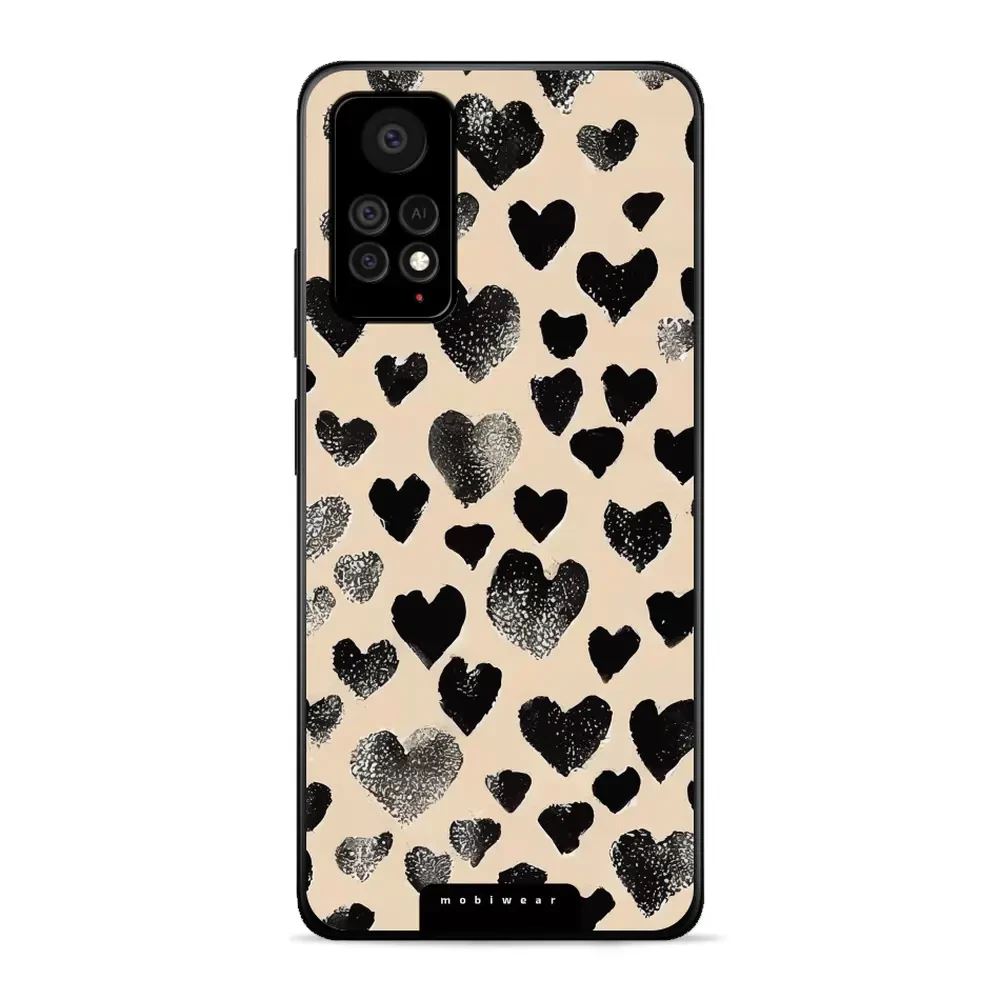 Lesklý kryt Mobiwear Glossy - Xiaomi Redmi Note 11 Pro 5G - GA51G Černá srdíčka - VÝPRODEJ