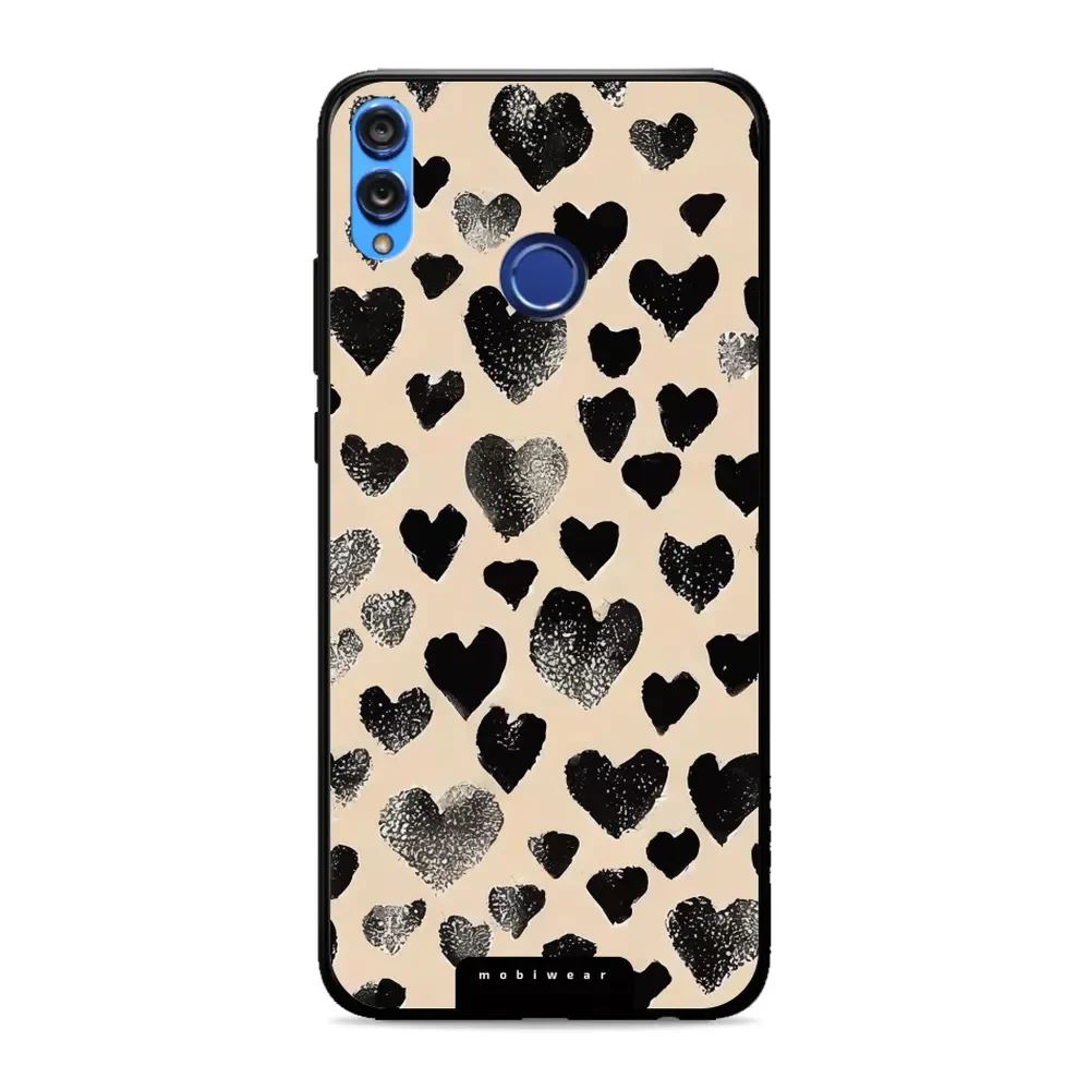 Lesklý kryt Mobiwear Glossy - Honor 8X - GA51G Černá srdíčka