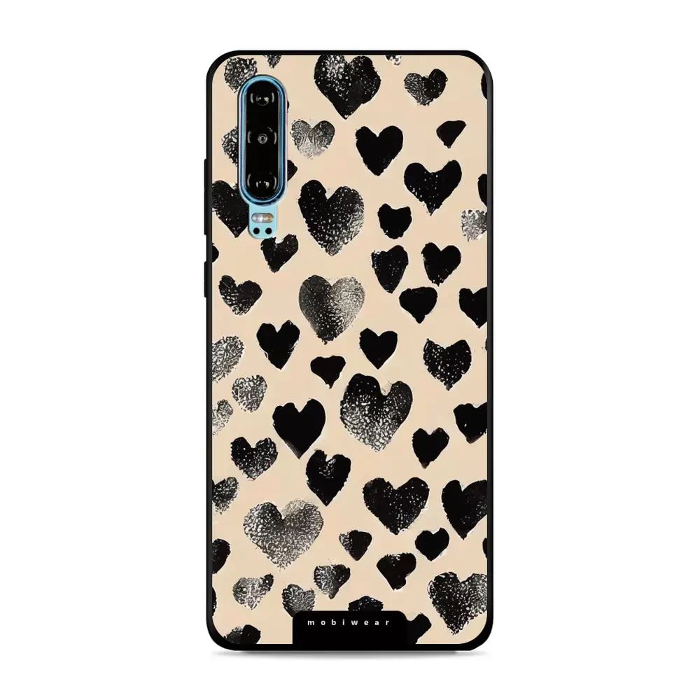 Lesklý kryt Mobiwear Glossy - Huawei P30 - GA51G Černá srdíčka