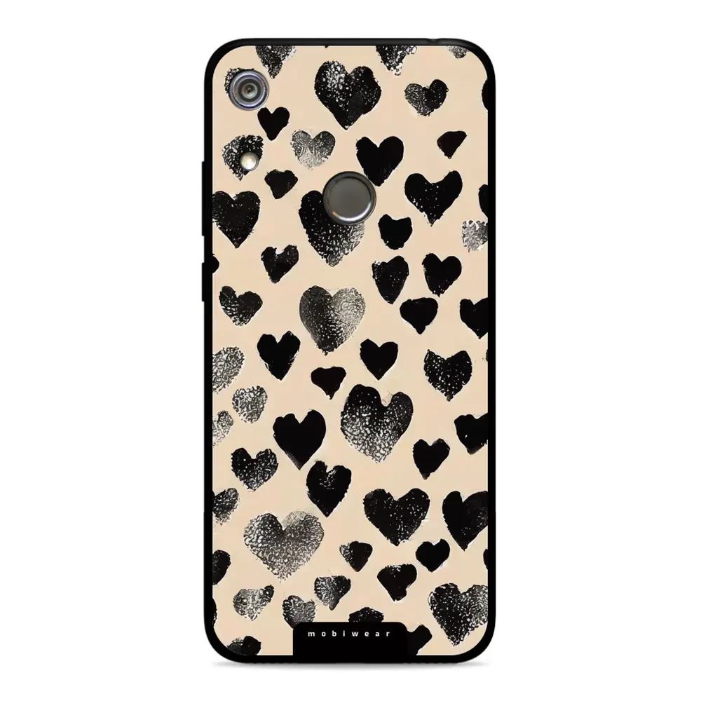 Lesklý kryt Mobiwear Glossy - Huawei Y6 2019 / Honor 8A / Huawei Y6s - GA51G Černá srdíčka