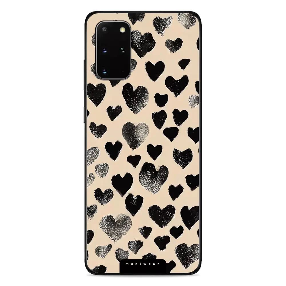 Lesklý kryt Mobiwear Glossy - Samsung Galaxy S20 Plus - GA51G Černá srdíčka
