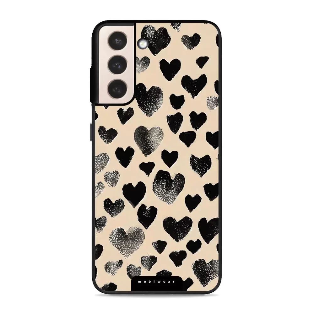 Lesklý kryt Mobiwear Glossy - Samsung Galaxy S21 Plus - GA51G Černá srdíčka
