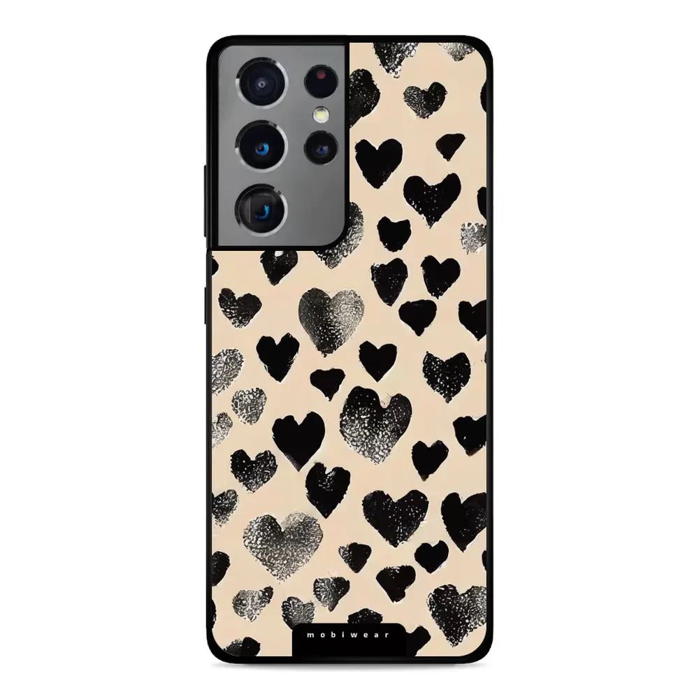 Lesklý kryt Mobiwear Glossy - Samsung Galaxy S21 Ultra - GA51G Černá srdíčka