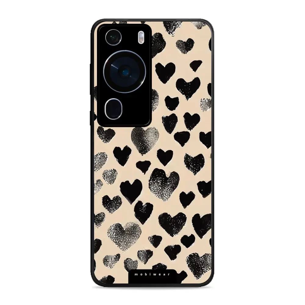 Lesklý kryt Mobiwear Glossy - Huawei P60 Pro - GA51G Černá srdíčka