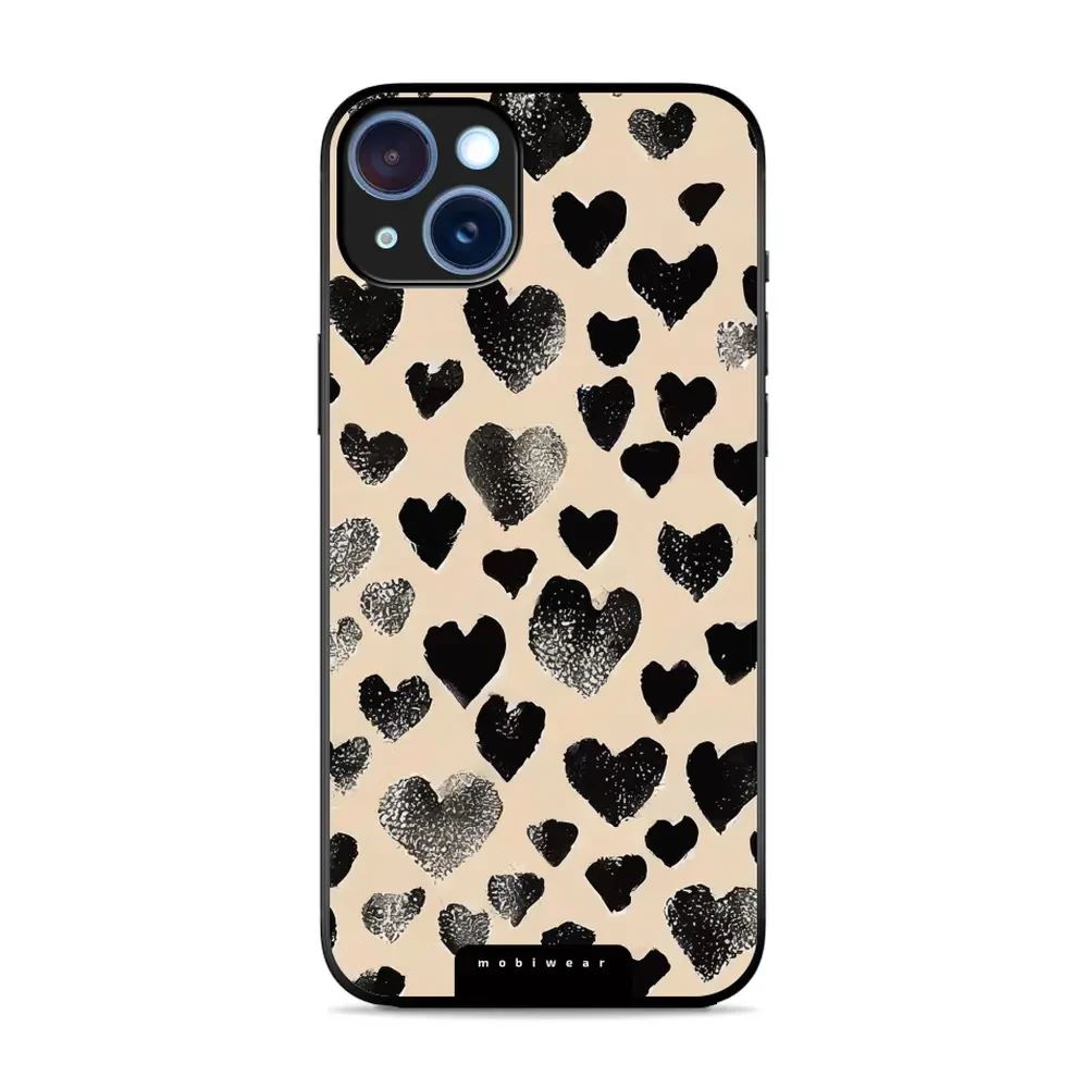 Lesklý kryt Mobiwear Glossy - Apple iPhone 15 Plus - GA51G Černá srdíčka
