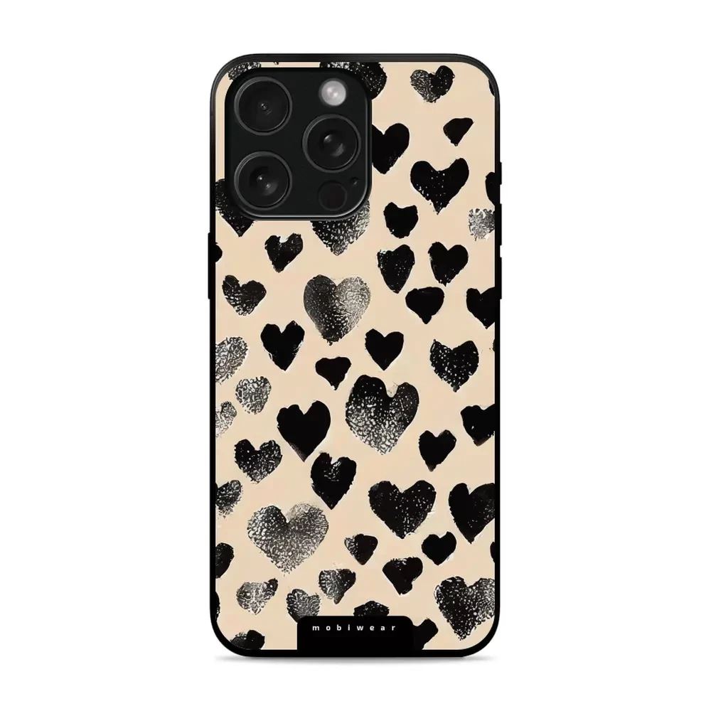 Lesklý kryt Mobiwear Glossy - Apple iPhone 15 Pro Max - GA51G Černá srdíčka