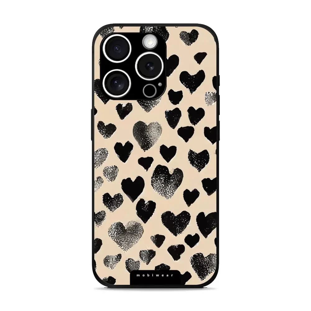 Lesklý kryt Mobiwear Glossy - Apple iPhone 15 Pro - GA51G Černá srdíčka