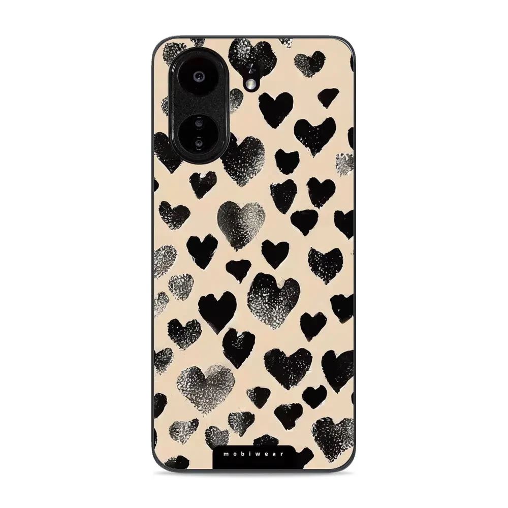Lesklý kryt Mobiwear Glossy - Xiaomi Redmi 13C / Poco C65 - GA51G Černá srdíčka