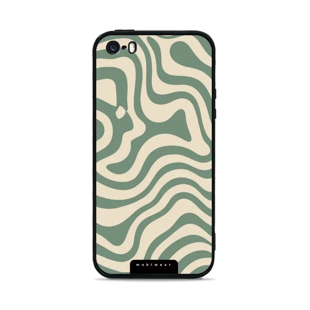 Lesklý kryt Mobiwear Glossy - Apple iPhone 5 / 5S / SE - GA57G Zelené a béžové zkrouceniny