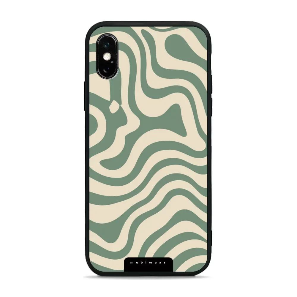 Lesklý kryt Mobiwear Glossy - Apple iPhone X / XS - GA57G Zelené a béžové zkrouceniny