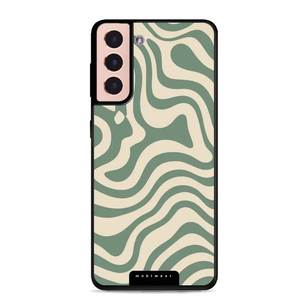 Lesklý kryt Mobiwear Glossy - Samsung Galaxy S21 - GA57G Zelené a béžové zkrouceniny