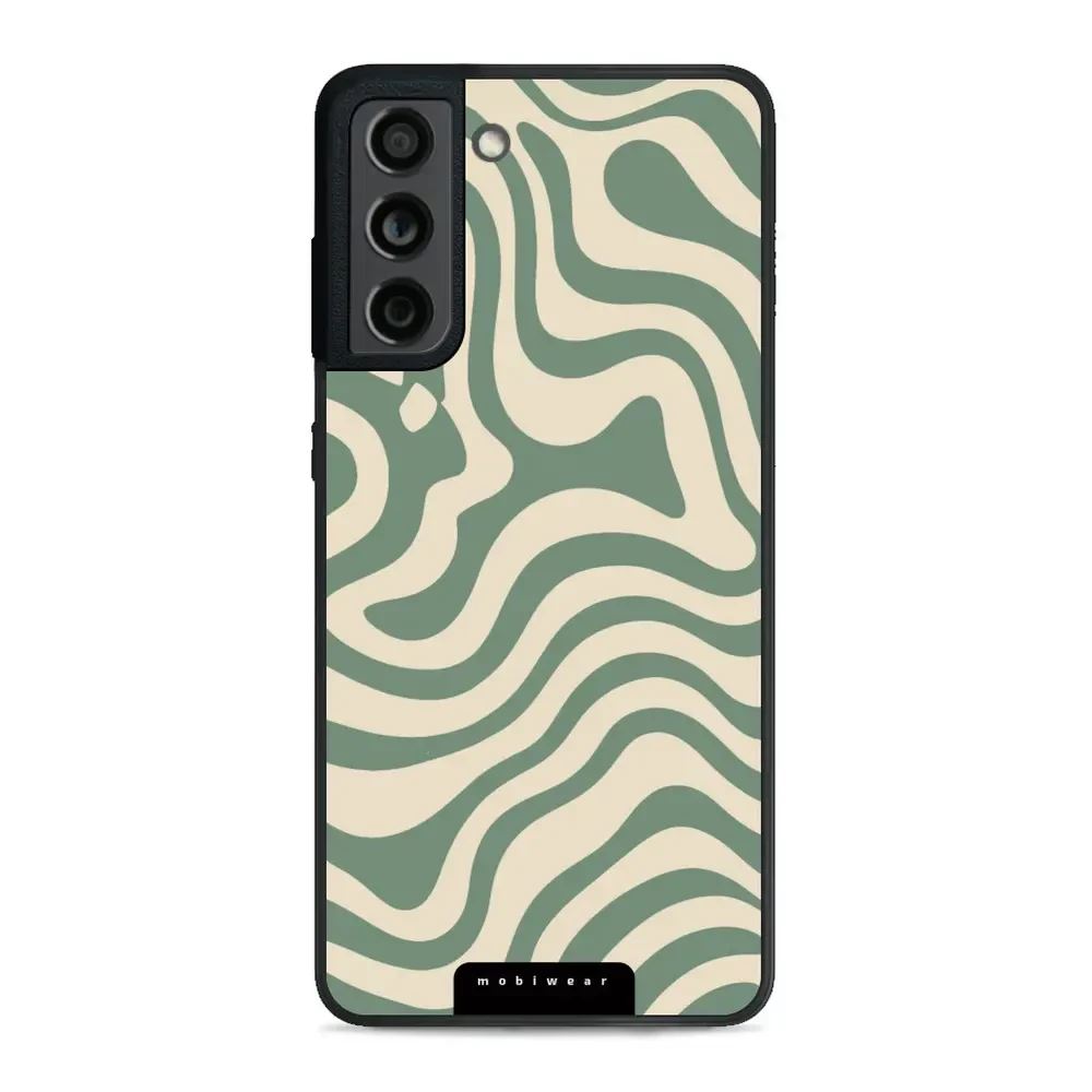 Lesklý kryt Mobiwear Glossy - Samsung Galaxy S21 FE - GA57G Zelené a béžové zkrouceniny