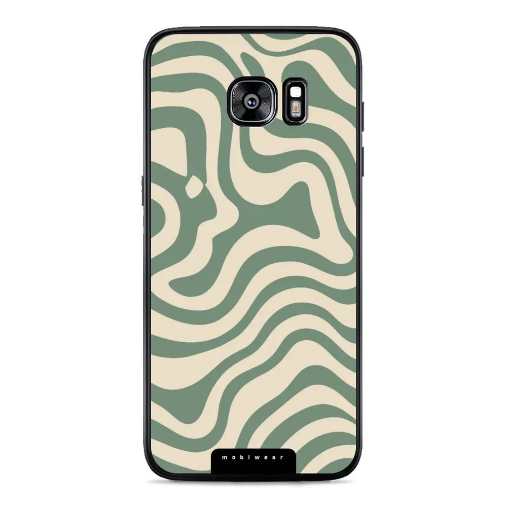 Lesklý kryt Mobiwear Glossy - Samsung Galaxy S7 Edge - GA57G Zelené a béžové zkrouceniny
