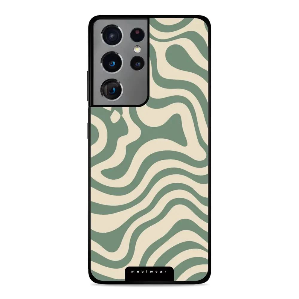 Lesklý kryt Mobiwear Glossy - Samsung Galaxy S21 Ultra - GA57G Zelené a béžové zkrouceniny