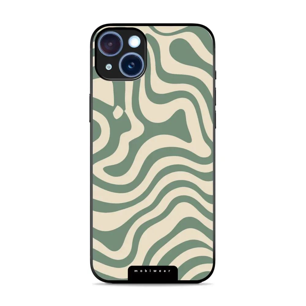 Lesklý kryt Mobiwear Glossy - Apple iPhone 15 Plus - GA57G Zelené a béžové zkrouceniny
