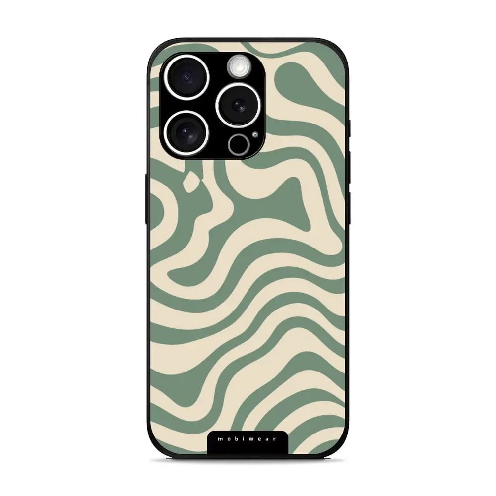Lesklý kryt Mobiwear Glossy - Apple iPhone 15 Pro - GA57G Zelené a béžové zkrouceniny