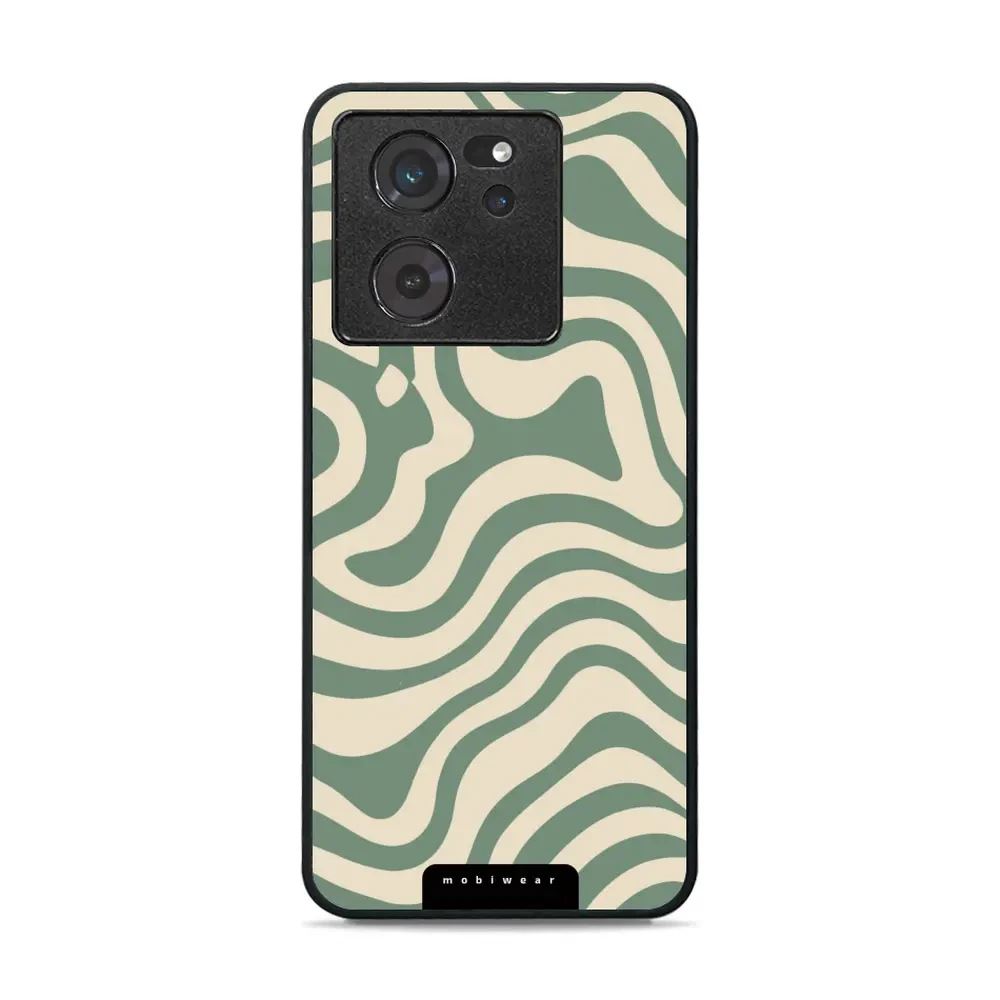 Lesklý kryt Mobiwear Glossy - Xiaomi 13T / 13T Pro - GA57G Zelené a béžové zkrouceniny